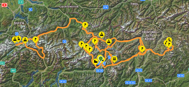 Ruta GPX Maxi Tour Alpino entre Italia y Suiza